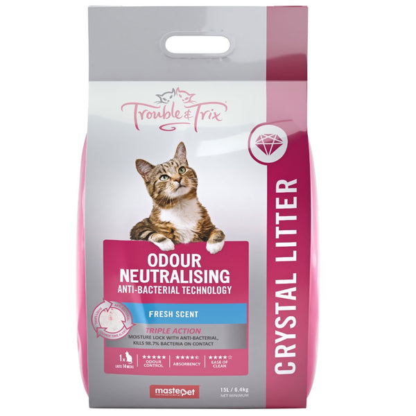 Trouble & Trix Antibacterial Crystal Cat Litter 15L